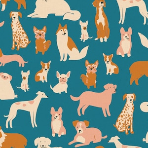 CANVAS Dog Park: Dog Medley in Chambray CANVAS Dog Park: Dog Medley in Chambray