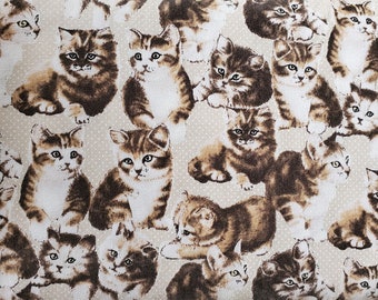 Japanese Fabric - Yuwa - Cats - Live Life Collection - sewing fabric - quilting fabric - cat fabric