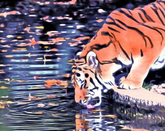 ON SALE - Digital Painting Tiger Print