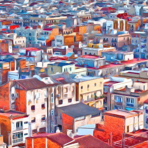 ON SALE - Digital Painting Town Print