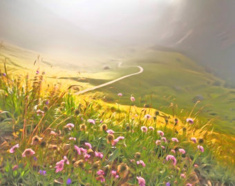 ON SALE - Digital Painting Mountain Print
