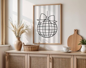 Black & White Bow Wall Art Trendy Retro Girly Prints Aesthetic Dorm Room Decor Coquette Y2K Poster Striped Art Cherry Dice Preppy Girl Art