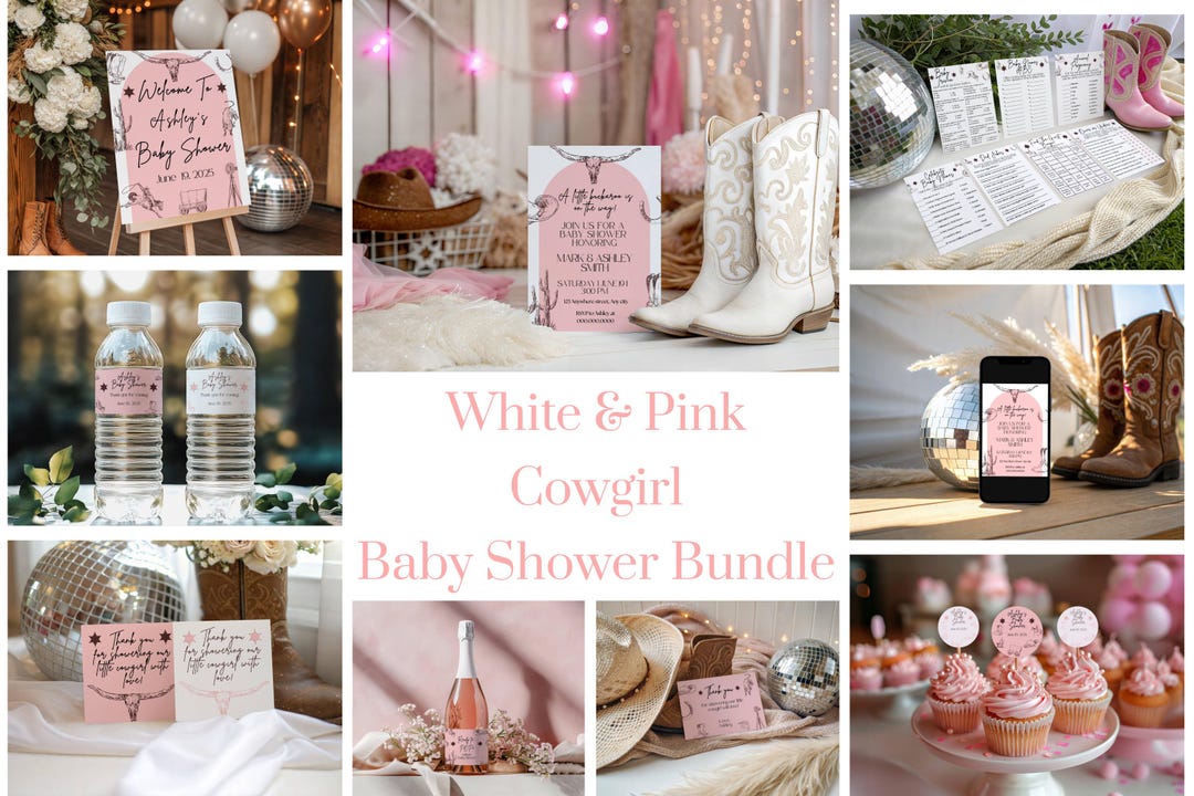 Pink Cowgirl Baby Shower Bundle| Western Baby Shower Bundle | Girl Baby ...