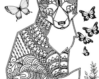 coloring page ,sweet little fox