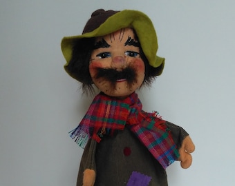 Vintage Dresdner Kunstlerpuppen hand puppet - man with mustache - Authentic Made in Germany