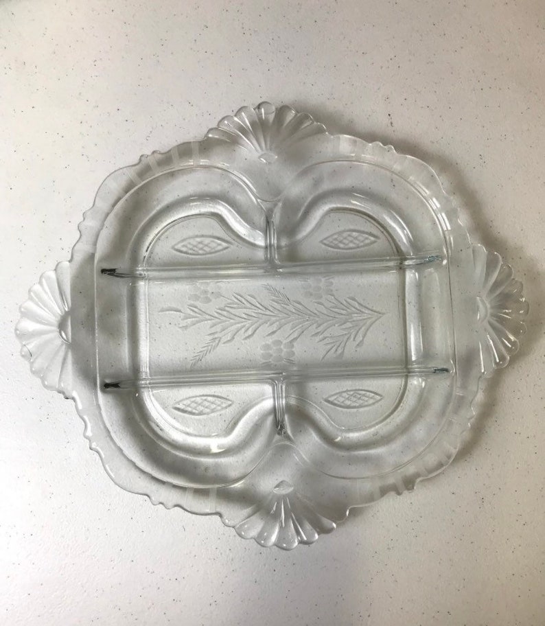 Glass Divided Relish Tray Etsy