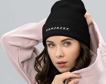 Feminist Embroidered Cuffed Beanie