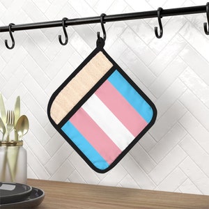 Transgender Flag Pot Holder with Pocket