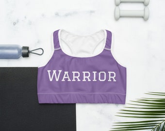 Purple 'Warrior' Sports Bra, Moisture-Wicking Racerback, Fitness Apparel