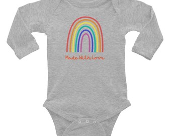 Made With Love, Rainbow Onesie, Infant Bodysuit, Coming Home Outfit