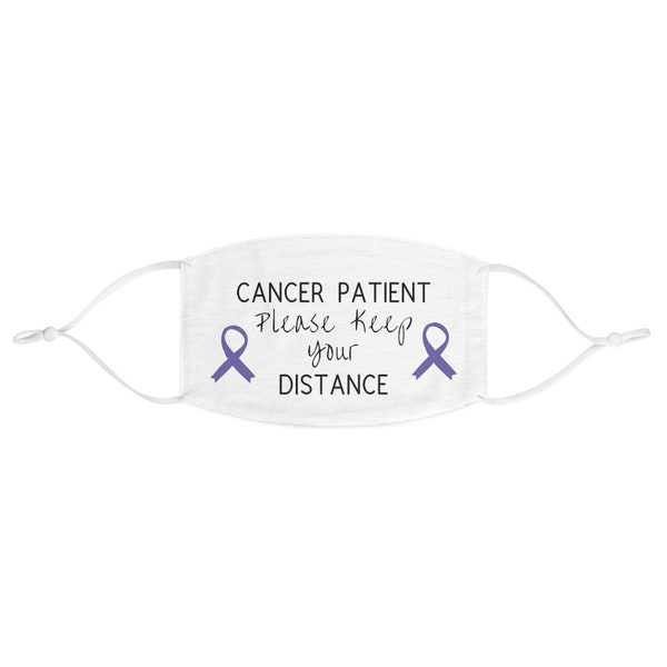 Cancer Patient, Lavender Ribbon, White Fabric Face Mask