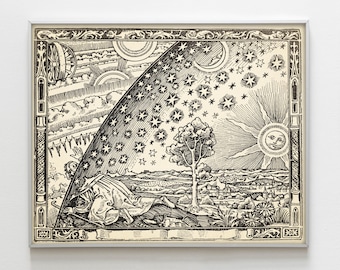 Flammarion Engraving Print: Vintage Hermetical Art, Alchemy Print, Search for Knowledge, Simulation Art. Premium Print on Museum Paper