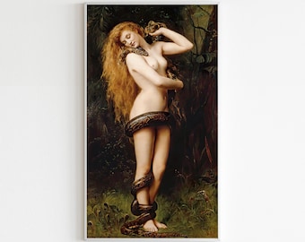Lilith The Great Mother Print, Eve and the Snake - Garden of Eden Temptation, Museum Grade Print.