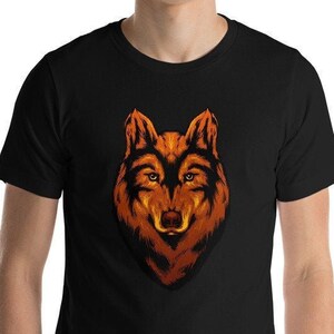 Golden Wolf T-Shirt Fire Wolf Shirt Short-Sleeve Unisex Tee | Etsy