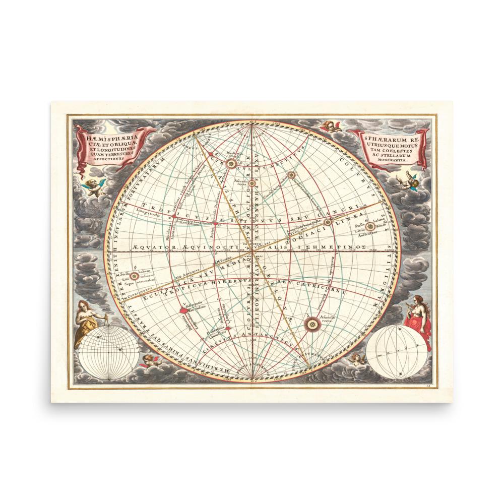 Antique Celestial Chart Print: 1660 Cosmos Map, Vintage Astronomy - Etsy
