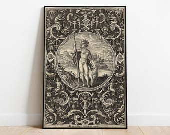 Minerva Print: Grotesque Ornaments, Roman Goddess Athena, Gothic Wall Art
