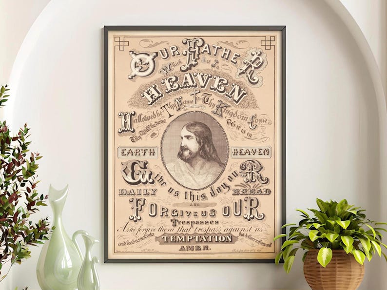 Our Father Prayer Print: Vintage Religious Wall Art - Etsy