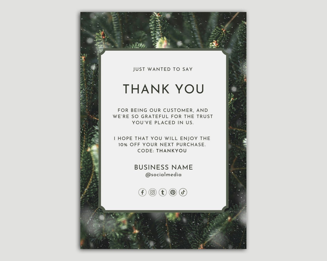 EDITABLE Christmas Thank You Card Canva Template. Printable Etsy