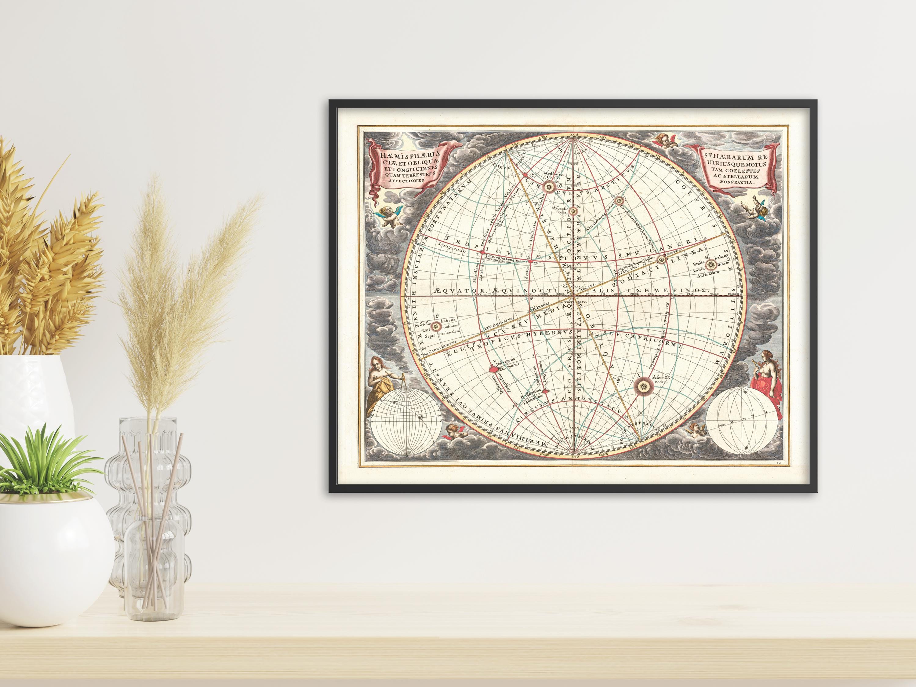 Antique Celestial Chart Print: 1660 Cosmos Map, Vintage Astronomy - Etsy