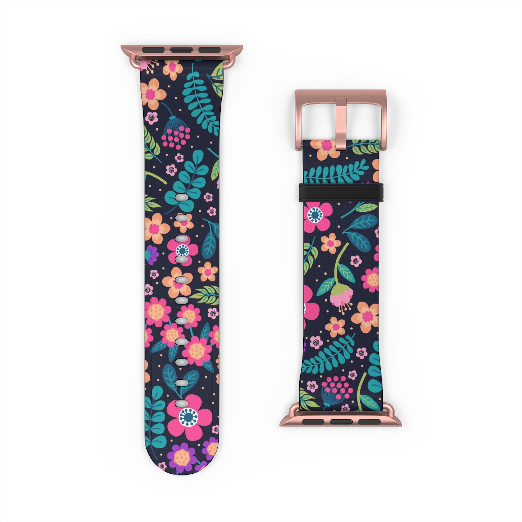 Floral Apple Watch Band 38mm 42mm Faux Leather Women Men Etsy