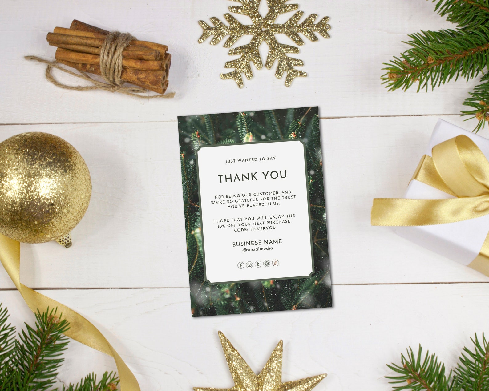 EDITABLE Christmas Thank You Card Canva Template. Printable Etsy