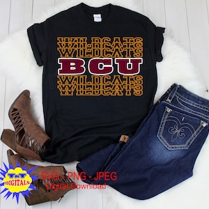 Stacked - BCU Wildcats- Bethune Cookman University -  Digital download, svg