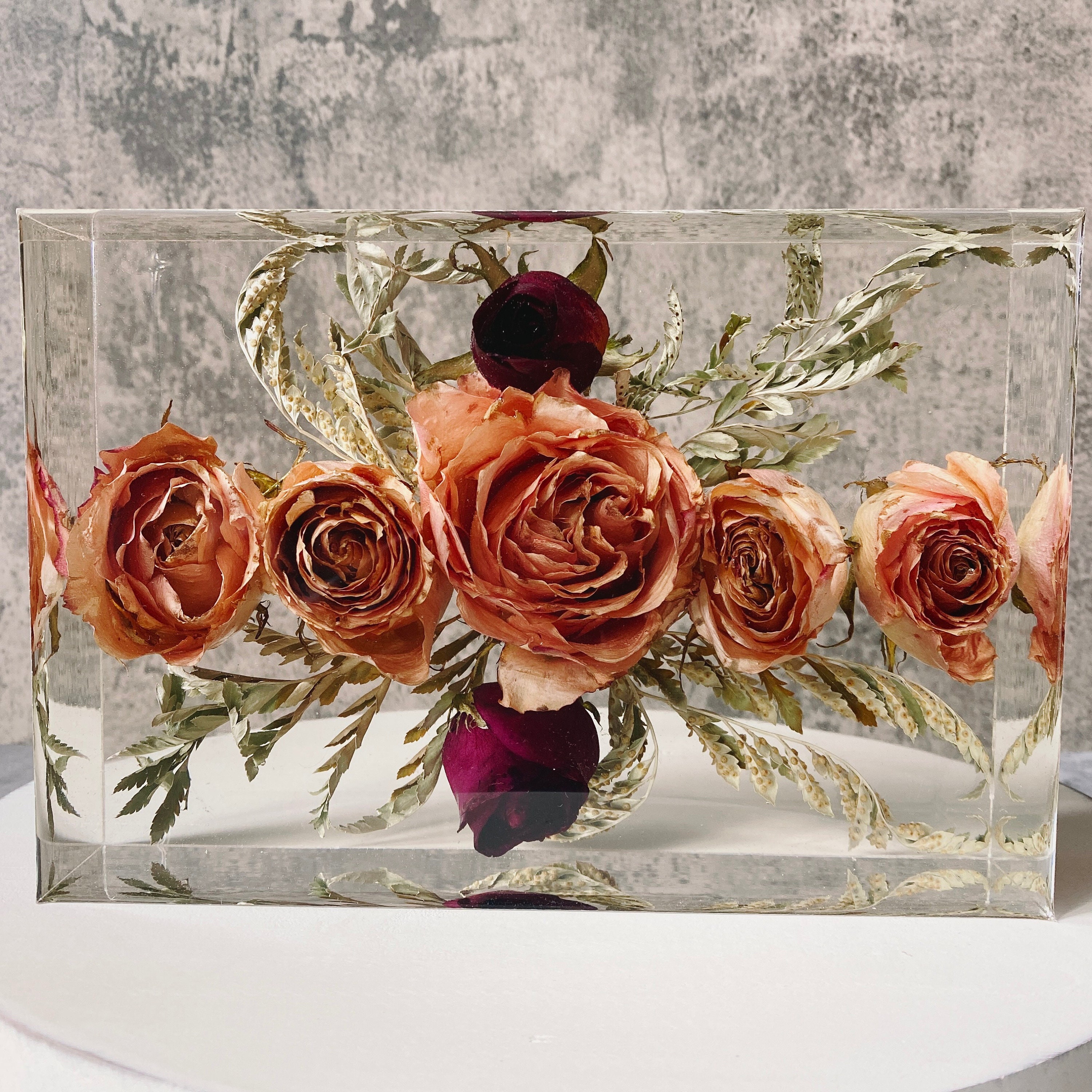 Custom Floral Preservation Rectangle Resin Block Etsy