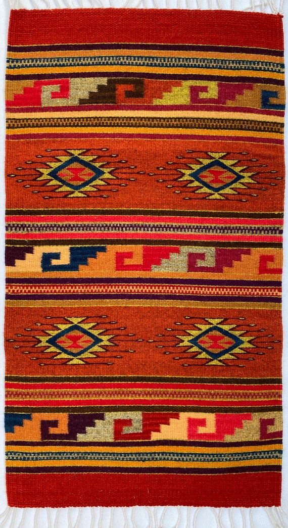 Zapotec Rug Traditional Zapotec Design Diamonds Etsy