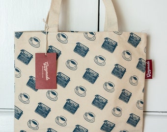 Typewriter & Coffee Tote Bag • High-Quality Canvas Everyday Bag