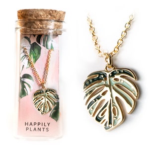 Variegated Monstera Albo Necklace Charm, Necklaces for Her, Botanical Jewelry, Plant Mom, Best Friend Plant Gifts