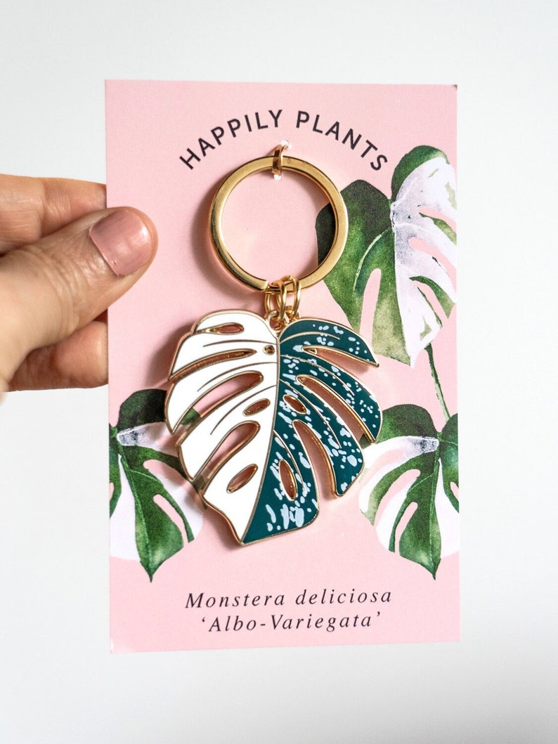 Variegated Monstera Albo Borsigiana Keychain | Plant Gifts | Monstera Albino Keychain | House Plant Mom Gift 