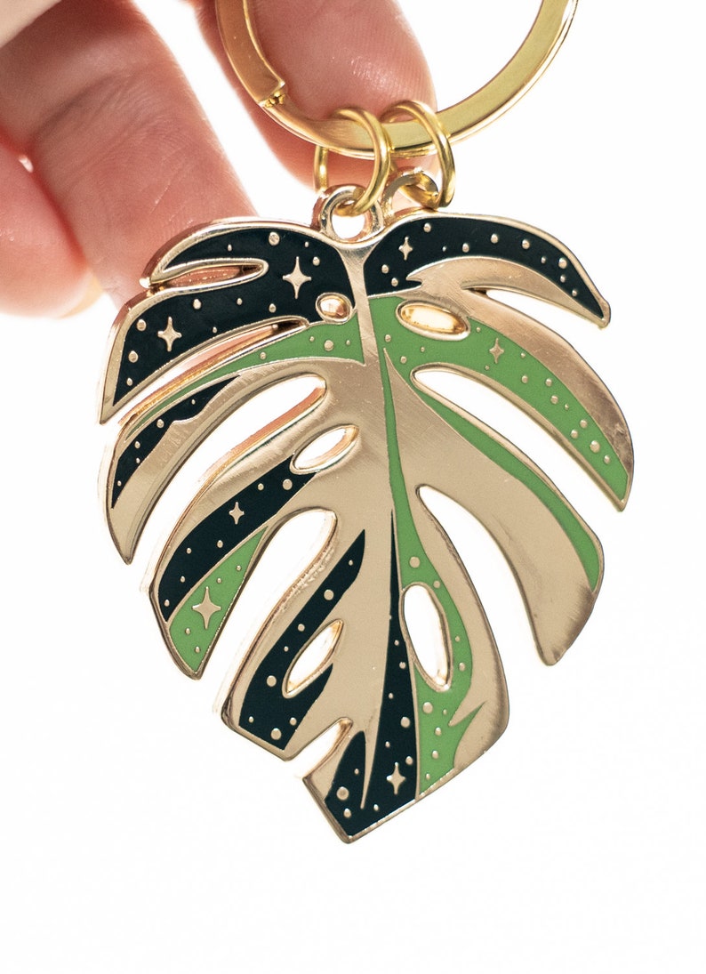 Albino Monstera Deliciosa Monstera Albo| Variegated Monstera Deliciosa, Swiss Cheese Plant - Keychain - Plant Gifts 