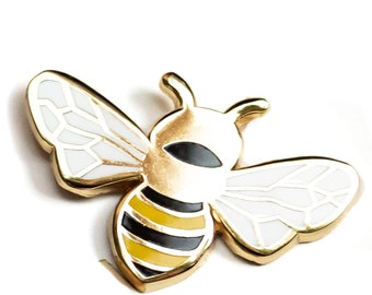 Honey Bee Brooch Pin, Hard Enamel Lapel • Honey Bee Gifts • Botanical Gifts