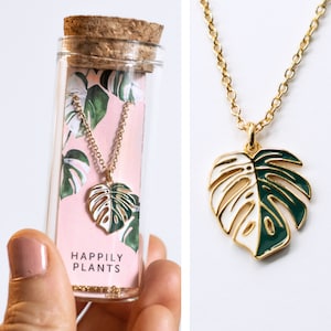 Variegated Monstera Albo Necklace Charm • Necklaces for Her • Botanical Jewelry • Plant Mom • Best Friend Gifts