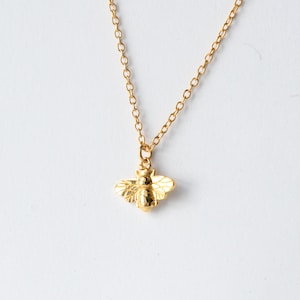 18k Gold Queen Honey Bee Necklace Set, Honey Bee  Earring Stud, Gift For Her, Save the Bees, Honeycomb, Mother&#39;s Day Gift