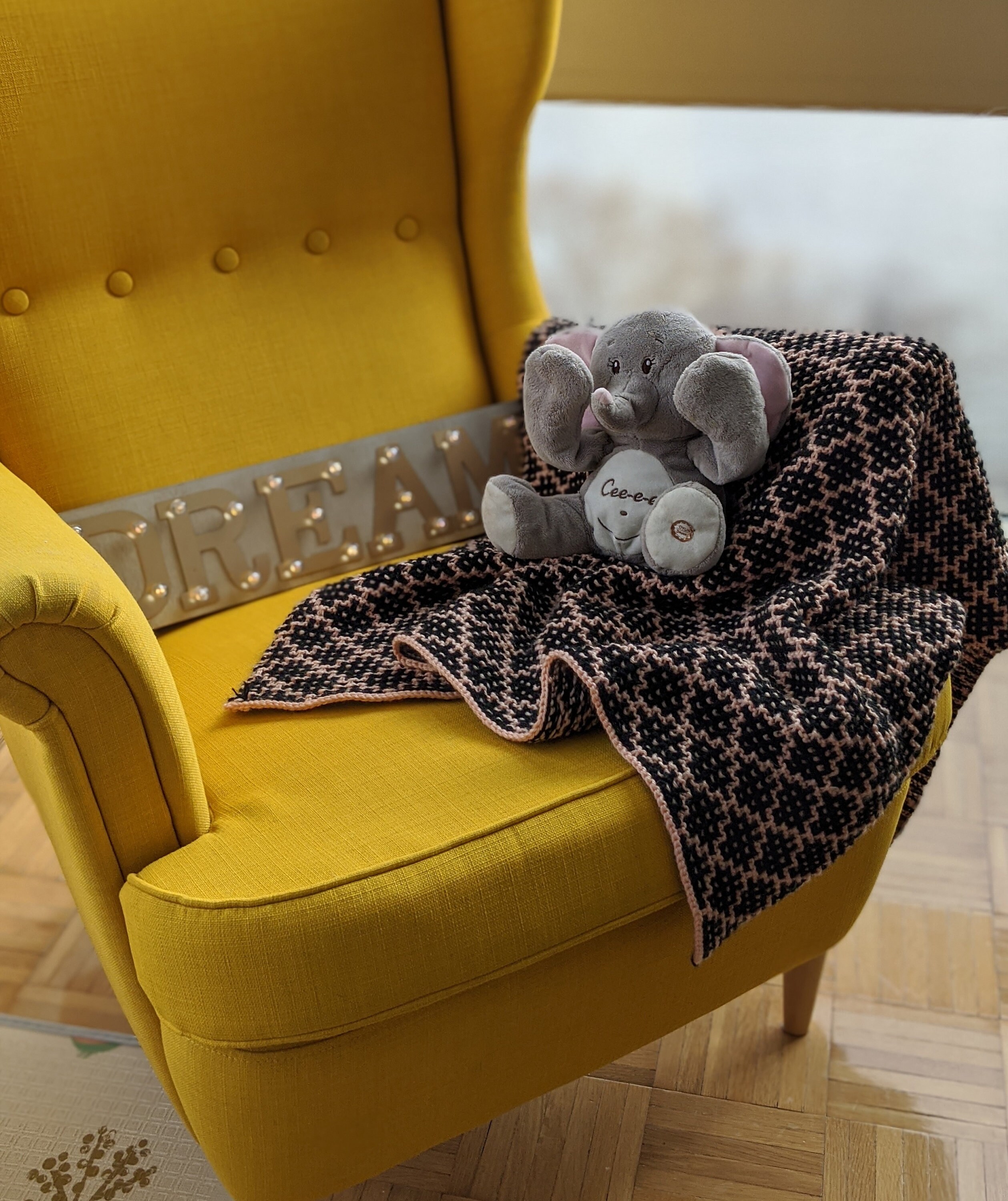 Cozy Hand Knitted Baby Blanket Stroller Blanket Geometric Etsy