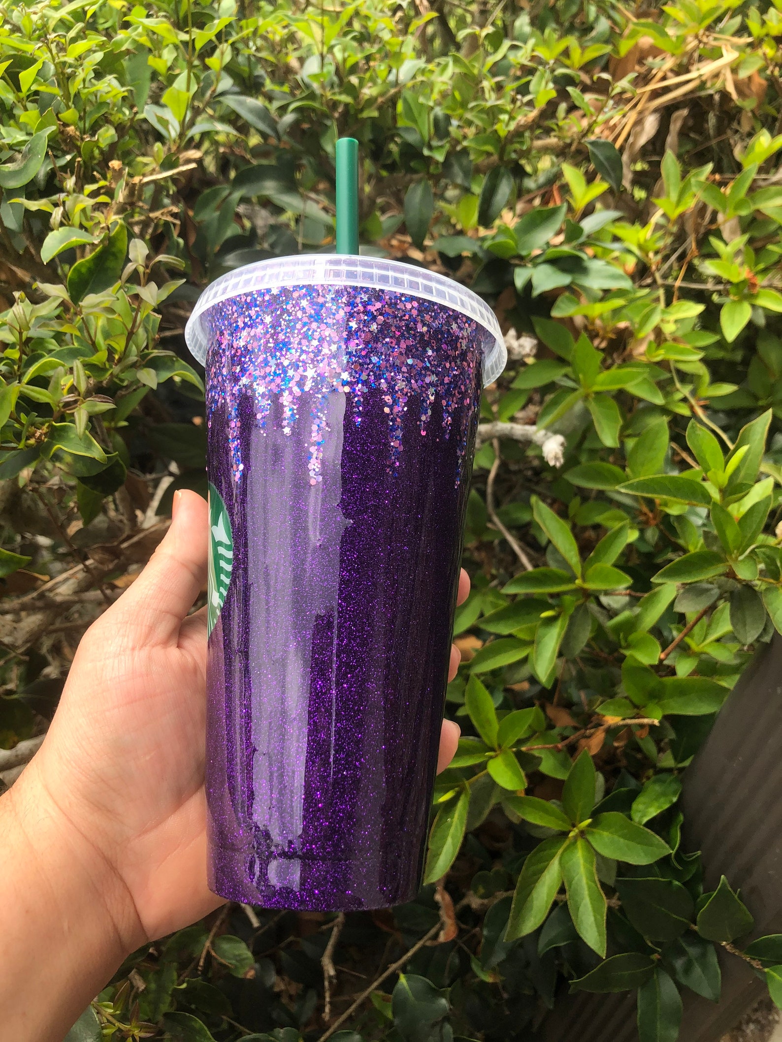GLITTER STARBUCKS CUP Purple Drip Reusable Cup Venti Cup Etsy