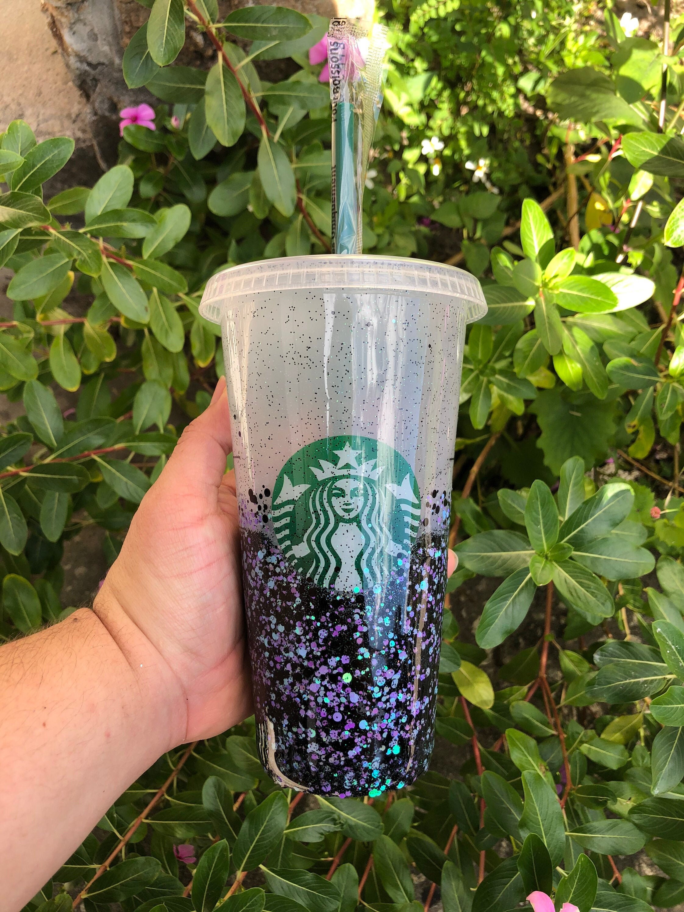 starbucks cup with glitter handle