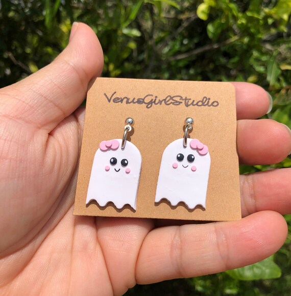 Cute Ghost Earrings Ghost Earrings Clay Ghost Earrings Ghouls