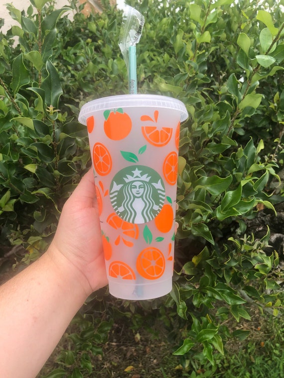 ORANGE STARBUCKS CUP, Orange Wedge Cup, Custom Cup, Personalized Cup,  Starbucks Cold Cup, Reusable Cup, Orange Cup, Oranges, Fruit Cup 