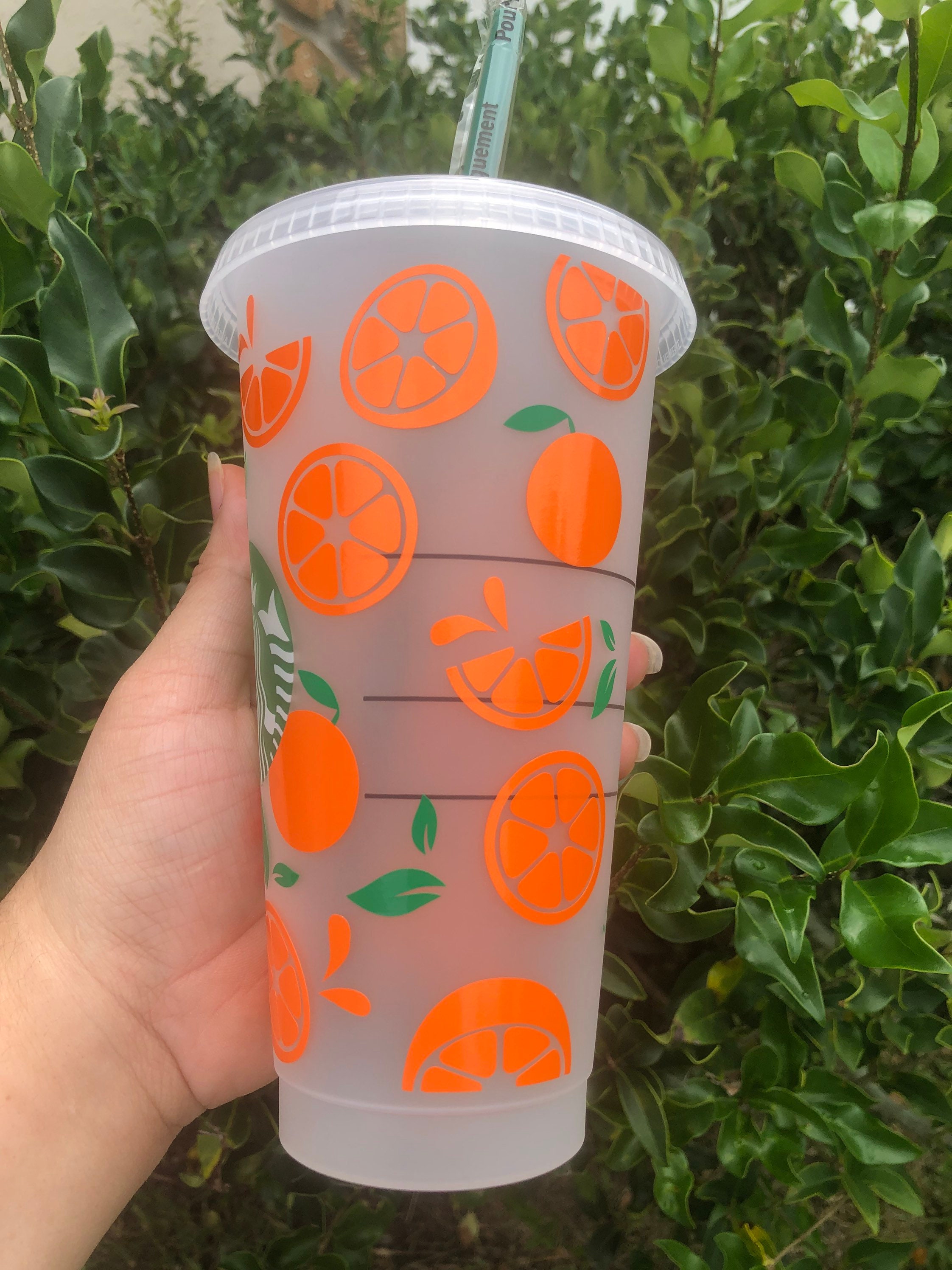 Starbucks Tiger Catching 17,5oz Orange Straw Glass Cup