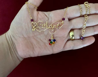 Name necklace, Personalized necklace, Wire wrapped necklace, Custom name necklace, personalized, name, initials, personal,Wire name necklace
