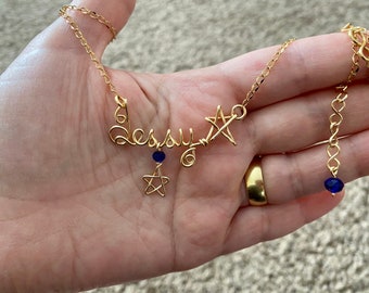 Name necklace, Personalized necklace, Wire wrapped necklace, Custom name necklace, personalized, name, initials, personal, Wire name