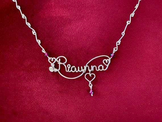 Handmade Copper Wire Wrapped Name Necklace With Handmade Copper