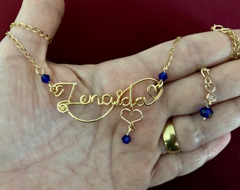 Name necklace, Personalized necklace, Wire wrapped necklace, Custom name necklace, personalized, name, initials, personal,Wire name necklace