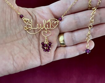 Name necklace, Personalized necklace, Wire wrapped necklace, Custom name necklace, personalized, name, initials, personal,Wire name necklace