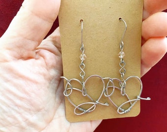 Handmade BTS lys Heart Earrings , BTS Earrings , Silver colored copper wire wrapped Earrings , unique Bts Earrings