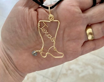 Cowboy boot necklace, personalized cowboy boot necklace, cowboy jewelry, Country western jewelry, handmade copper jewelry
