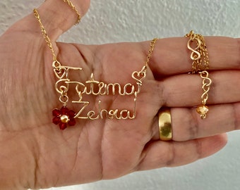 Wire name necklace, Custom name necklace, Gold name necklace, customized wire name necklace, perfect gift for her