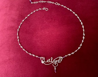 Name necklace, Personalized necklace, Wire wrapped necklace, Custom name necklace, personalized, name, initials, personal,Wire name necklace